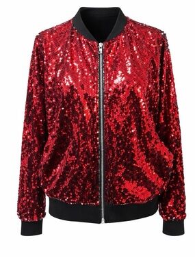 NWT Kancy Kole Red Sequin Bomber Jacket ✨